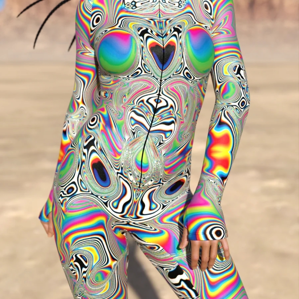 Psychedelic Multicolor Full Body Catsuit Badinka